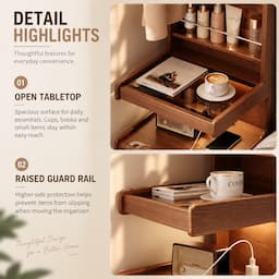 Walnut Coat Rack with Shelves & Drawer on Wheels 170cm Entryway Clothes Organizer