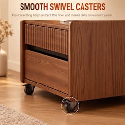 Walnut Coat Rack with Shelves & Drawer on Wheels 170cm Entryway Clothes Organizer