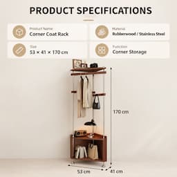Bedside Clothes Rack with Motion Sensor Light and Drawer 170cm