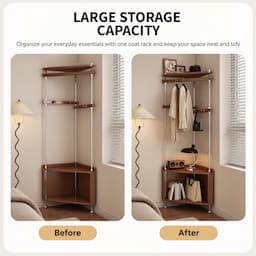 Bedside Clothes Rack with Motion Sensor Light and Drawer 170cm