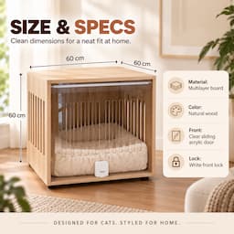 2-in-1 Cat House Side Table Wooden Pet Bed End Table with Acrylic Door 60cm