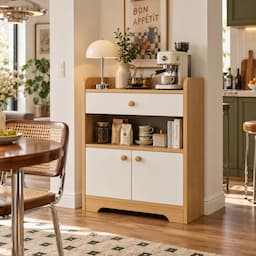 Storage Cabinet with Drawer and Doors Wooden Sideboard Buffet Kitchen Cabinet