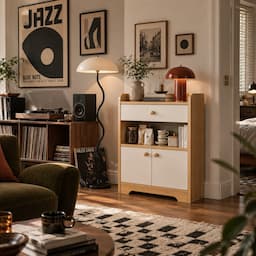 Storage Cabinet with Drawer and Doors Wooden Sideboard Buffet Kitchen Cabinet