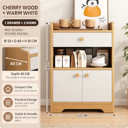 Storage Cabinet with Drawer and Doors Wooden Sideboard Buffet Kitchen Cabinet