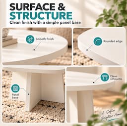 Wabi Sabi Coffee Table Set of 2 Cream White Round Nesting Tables