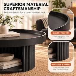 Round Coffee Table with Cat Bed 2-in-1 Pet Human Shared Table Iron Frame 65cm