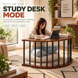 2-in-1 Rocking Chair Floor Lounger with Desk Mode Cream Cushion Bentwood Frame