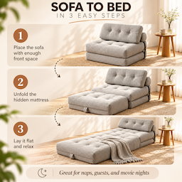 sofa to bed in 3 easy steps
