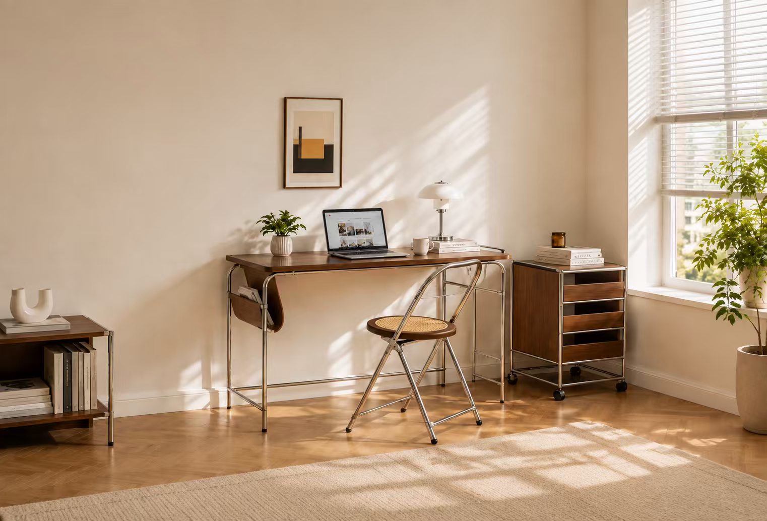 Work corner with folding chair