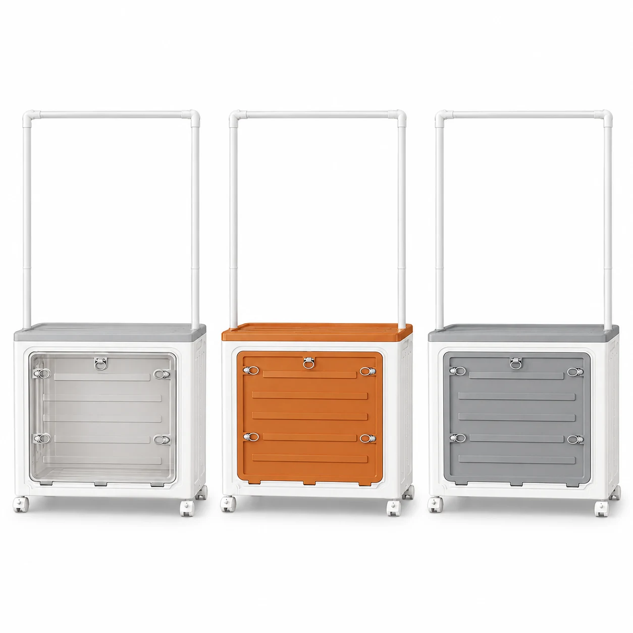 2-in-1 Foldable Garment Rack Storage Box - Space-Saving Design, Rolling Wheels, Large-Capacity Storage
