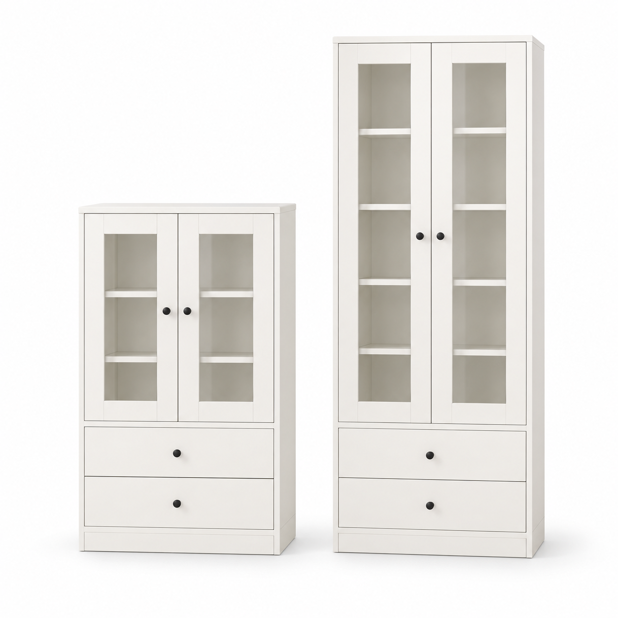 Slim Acrylic Door Storage Cabinet with 2 Drawers - 32CM Space-Saving Depth, Dust-Proof Display, Large-Capacity Storage