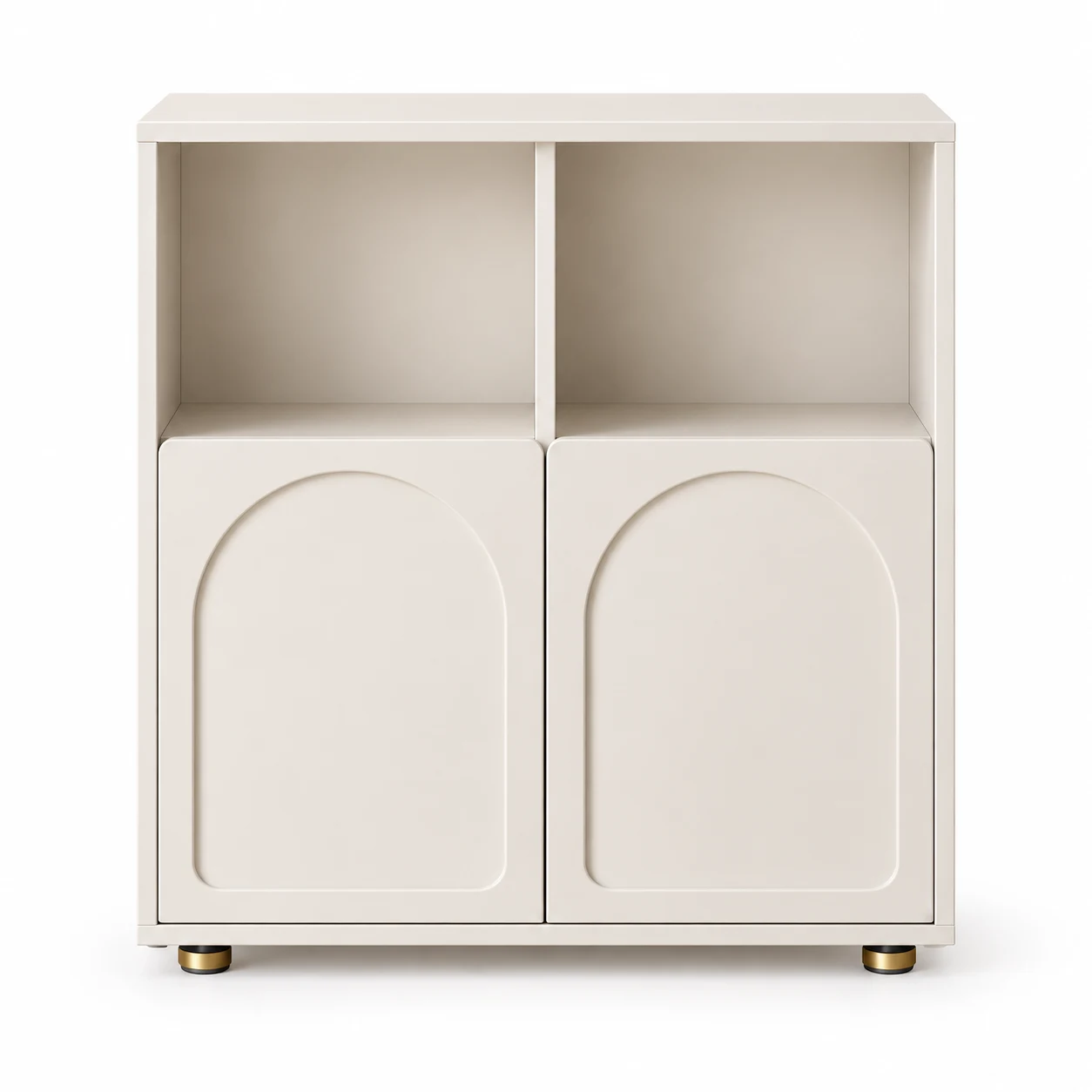 French Cream Modular Storage Cabinet – Arched Doors, Open Shelves & Space-Saving Design